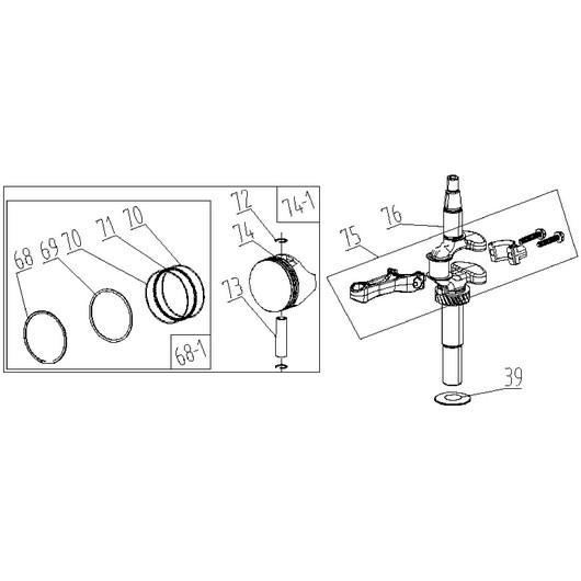 Поршень и коленвал Champion LM5127 после 2019г.